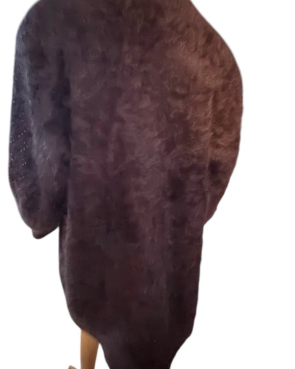 Lovely Vintage Brown Angora Rabbit Fur Coat beaded sweater Unique