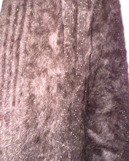 Lovely Vintage Brown Angora Rabbit Fur Coat beaded sweater Unique