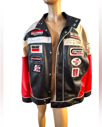 Mens Stardom 2XL Racing Memorabilia Black Red Jacket patches