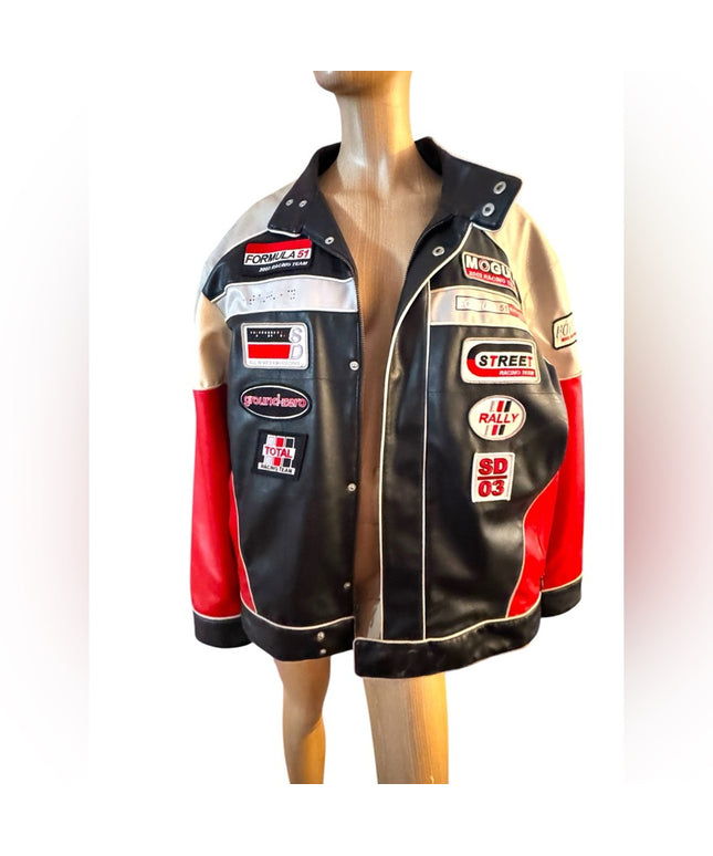 Mens Stardom 2XL Racing Memorabilia Black Red Jacket patches