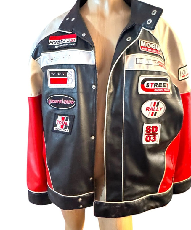 Mens Stardom 2XL Racing Memorabilia Black Red Jacket patches