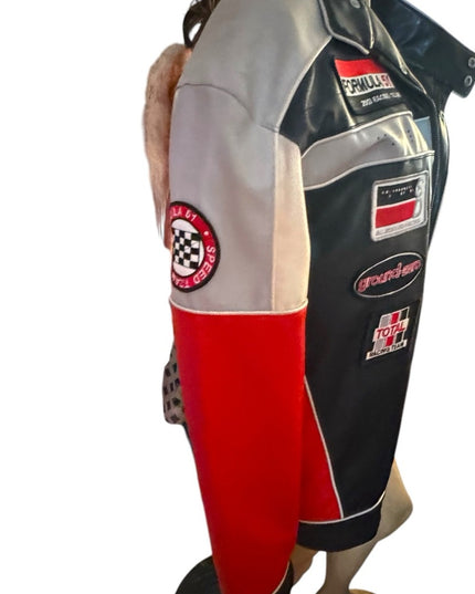 Mens Stardom 2XL Racing Memorabilia Black Red Jacket patches