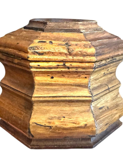 Antique solid wood hand made Wooden Hexagonal locking trinket jewelry Box