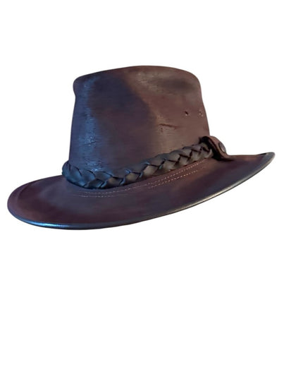 Elegant vintage Brown Leather Aussie style western Hat