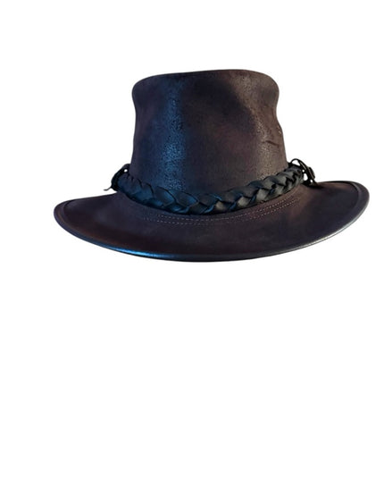 Elegant vintage Brown Leather Aussie style western Hat