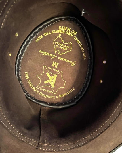 Elegant vintage Brown Leather Aussie style western Hat