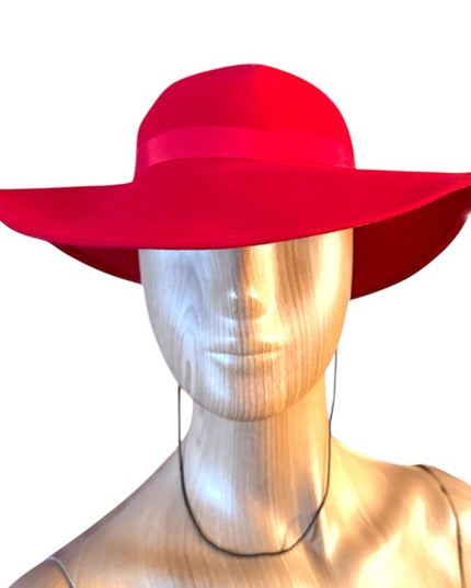 Elegant vintage 1960s Red Wide brim with bow Women's felt Hat Liz Claiborne