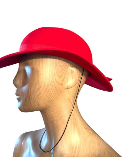 Elegant vintage 1960s Red Wide brim with bow Women's felt Hat Liz Claiborne