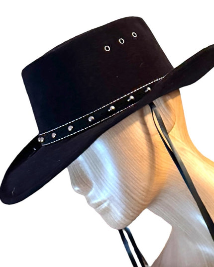 Black Vintage Southwestern Studded Women's cowboy  Hat