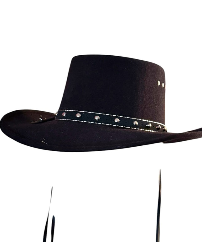 Black Vintage Southwestern Studded Women's cowboy  Hat