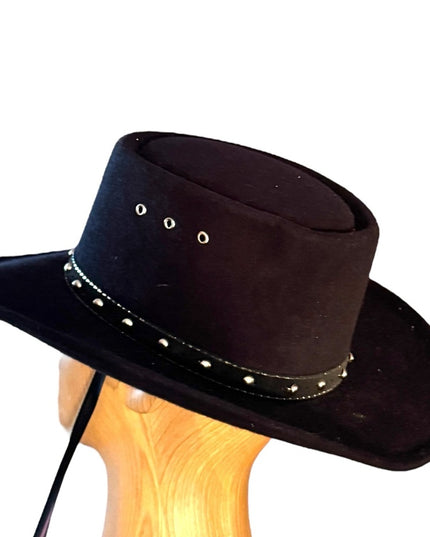Black Vintage Southwestern Studded Women's cowboy  Hat