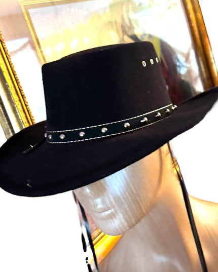 Black Vintage Southwestern Studded Women's cowboy  Hat