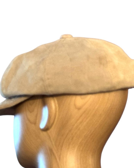 Luxurious vintage tan leather Liz Claiborne Tan news boy Hat