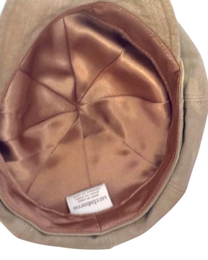 Luxurious vintage tan leather Liz Claiborne Tan news boy Hat