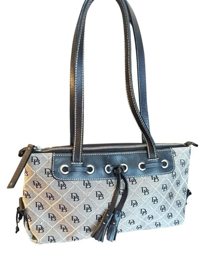 Dooney Bourke Iconic DB LOGO Stylish Black and Gray Handbag leather