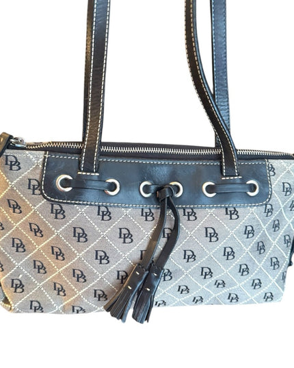 Dooney Bourke Iconic DB LOGO Stylish Black and Gray Handbag leather