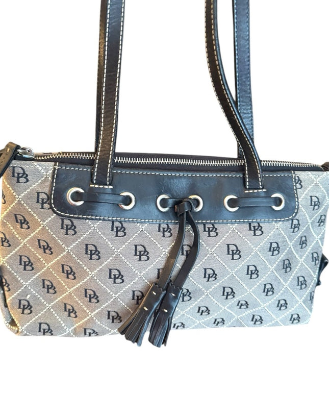 Dooney Bourke Iconic DB LOGO Stylish Black and Gray Handbag leather