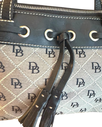 Dooney Bourke Iconic DB LOGO Stylish Black and Gray Handbag leather