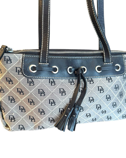 Dooney Bourke Iconic DB LOGO Stylish Black and Gray Handbag leather
