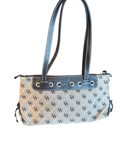 Dooney Bourke Iconic DB LOGO Stylish Black and Gray Handbag leather
