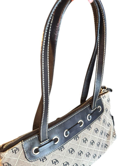 Dooney Bourke Iconic DB LOGO Stylish Black and Gray Handbag leather
