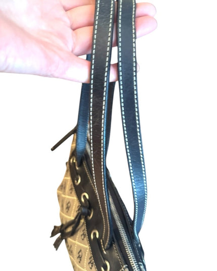 Dooney Bourke Iconic DB LOGO Stylish Black and Gray Handbag leather