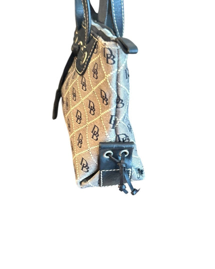 Dooney Bourke Iconic DB LOGO Stylish Black and Gray Handbag leather