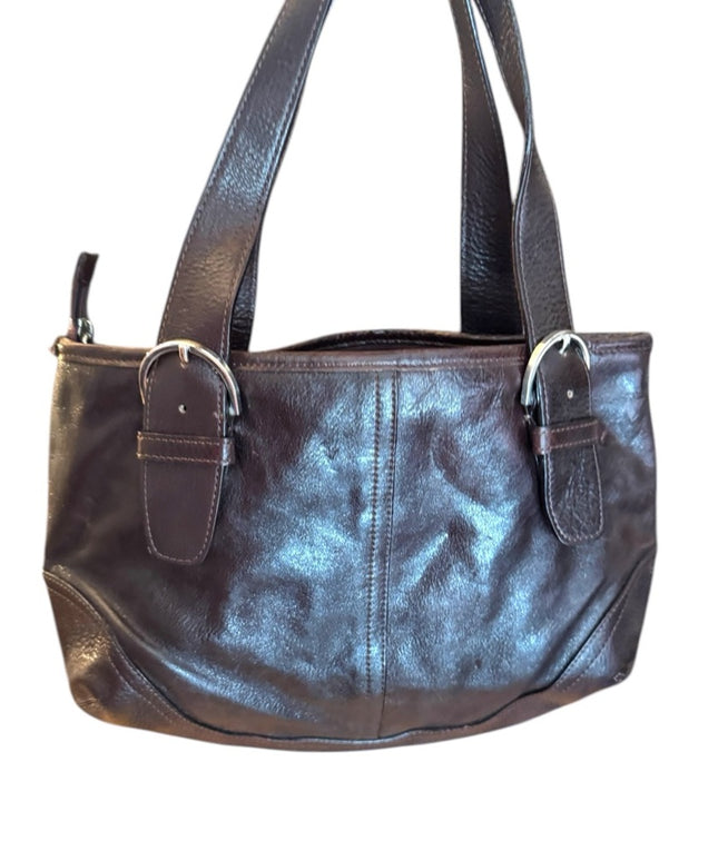 Elegant Vintage Brown Leather Tote Bag purse hobo