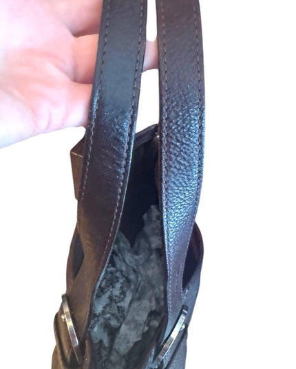 Elegant Vintage Brown Leather Tote Bag purse hobo