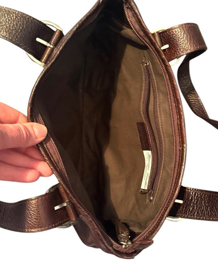 Elegant Vintage Brown Leather Tote Bag purse hobo