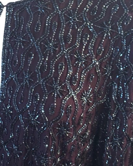 Elegant Vintage Adriana Papell Purple Wine Micro Beaded Blazer Special Occasion