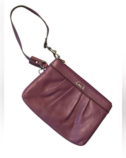 Coach Purple Leather  Wristlet Bag