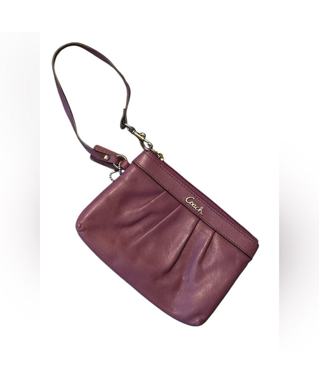 Coach Purple Leather  Wristlet Bag