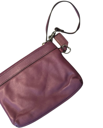 Coach Purple Leather  Wristlet Bag