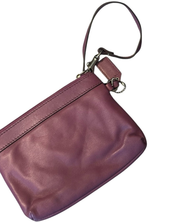 Coach Purple Leather  Wristlet Bag