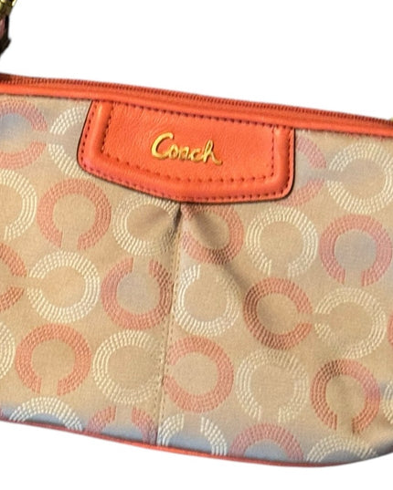 Lovely Peach leather fabric Coach Wristlet