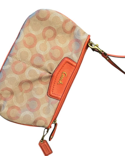 Lovely Peach leather fabric Coach Wristlet