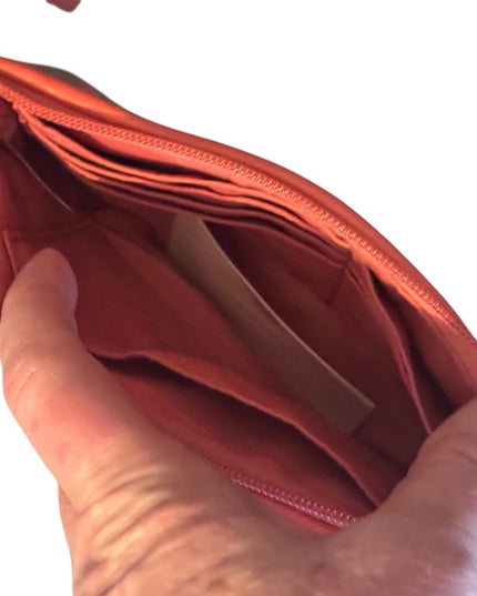Lovely Peach leather fabric Coach Wristlet