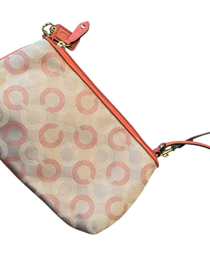 Lovely Peach leather fabric Coach Wristlet