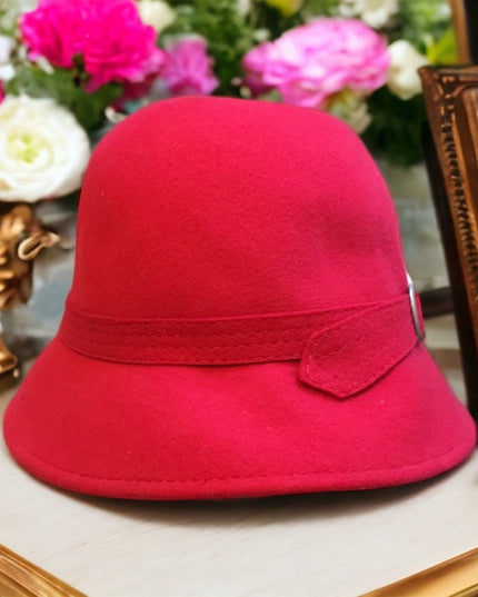 Vintage RED felt doeskin Bucket Hat Nautical