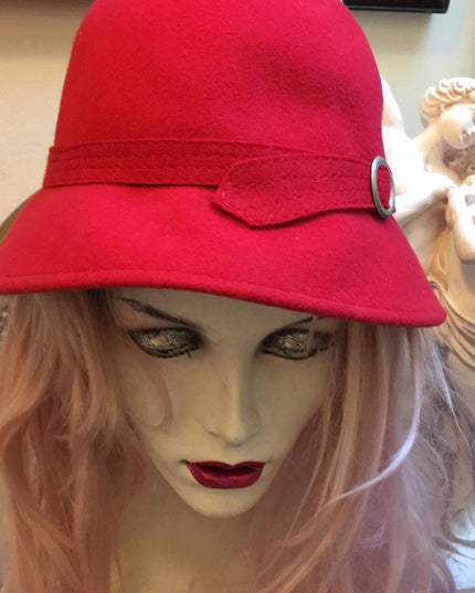Vintage RED felt doeskin Bucket Hat Nautical