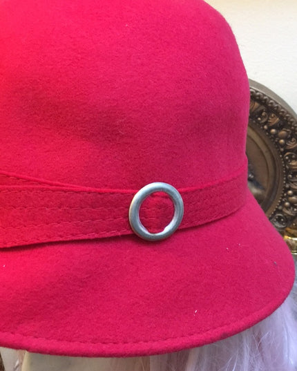 Vintage RED felt doeskin Bucket Hat Nautical
