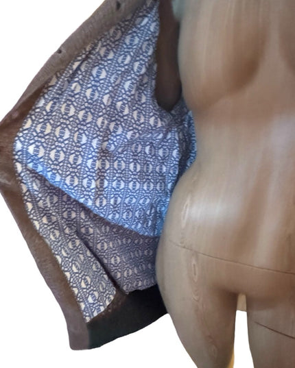QIVIUK by Nando cardigan NWOT Brown Cashmere Handmade Cardigan Leaf Pattern