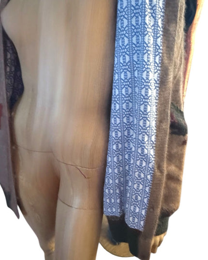 QIVIUK by Nando cardigan NWOT Brown Cashmere Handmade Cardigan Leaf Pattern