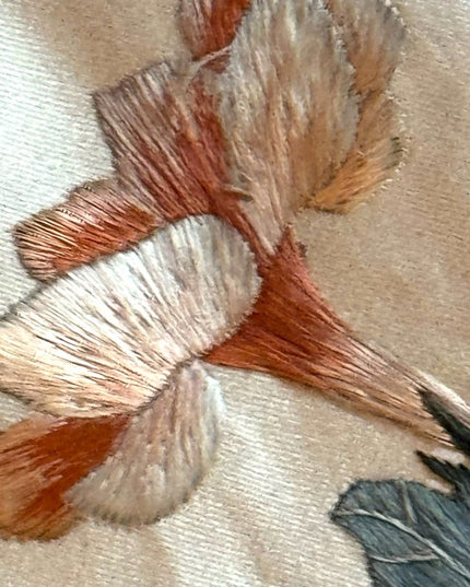Edwardian wrap Silk cream hand embroidered boudoir Table decor fringe Antique