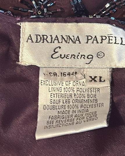 Elegant Vintage Adriana Papell Purple Wine Micro Beaded Blazer Special Occasion