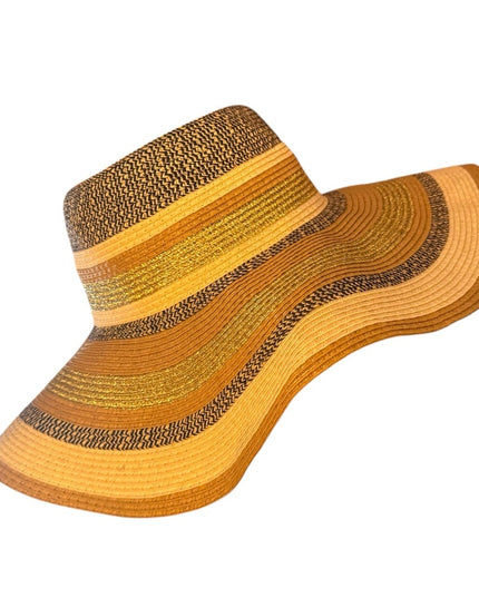 Stylish Tan and Black Wide Brim Hat Summwr fun