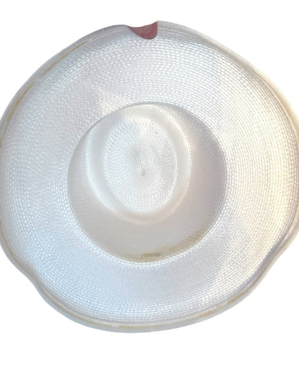 Elegant White and Gold Women's Hat Wide Rim