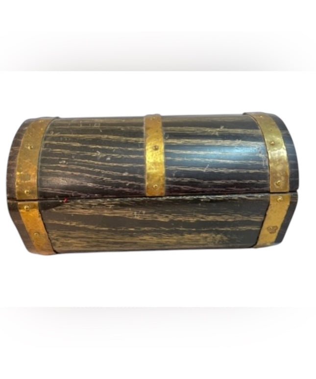 Antique Heavy Black Oak Wood Brass Finish box
