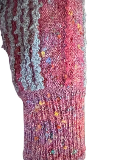 Elegant Vintage Pink and Gray Striped Tricoville Sweater Pleated 1970s Dress